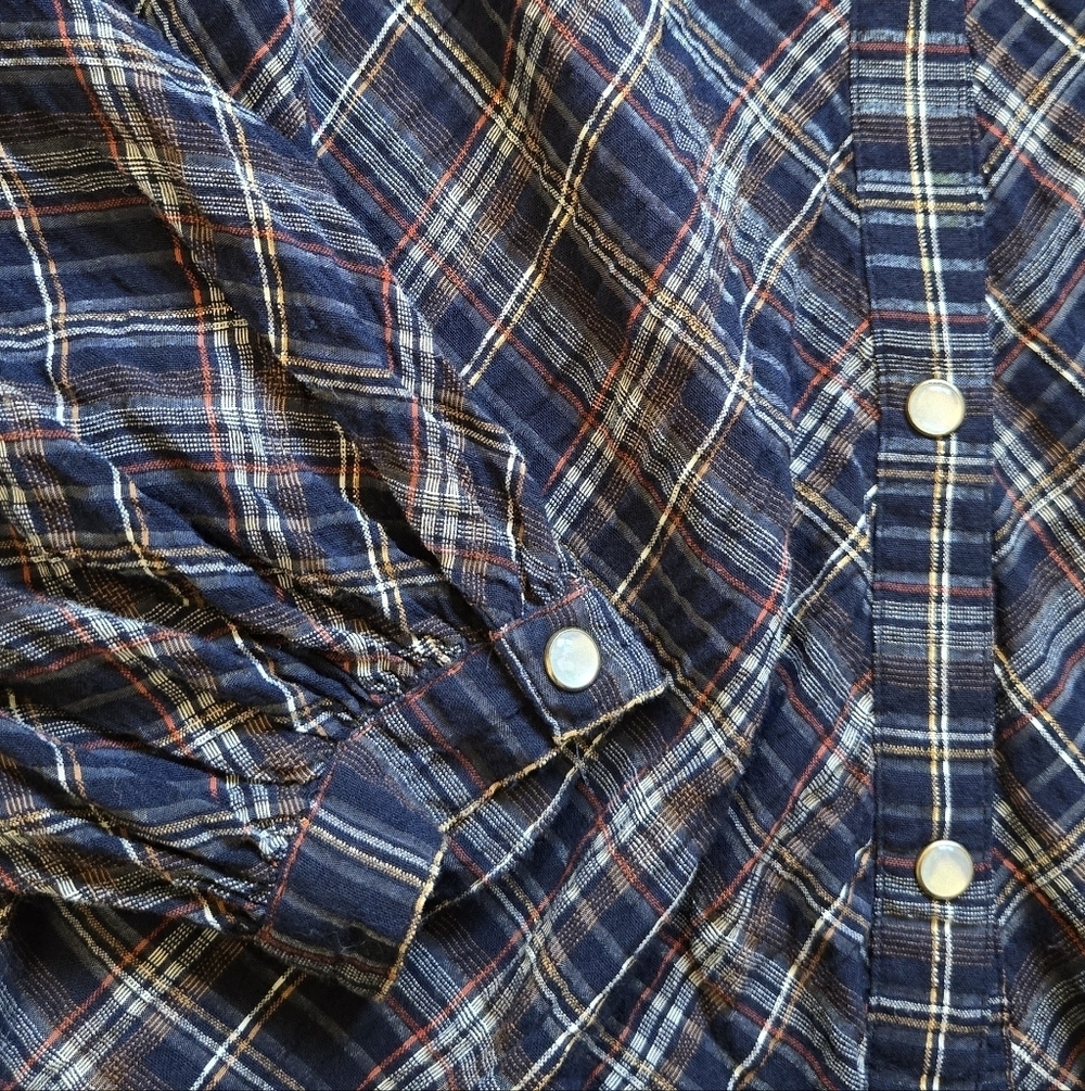 Veronica Beard Ashlynn Blouse In Multicolor Blue Plaid Size 4 - Picture 10 of 16